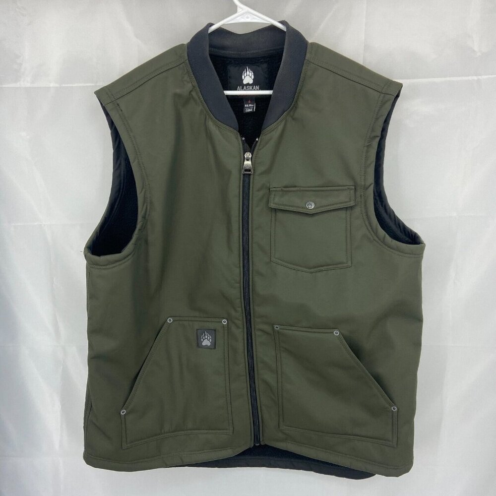 Alaskan Hardgear Men 2XLT Prudhoe Bay Vest Green Full Zip Fleece Lined Utility - Picture 1 of 10